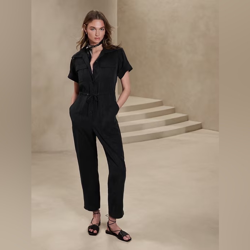 Banana Republic Black Jumpsuit Sleek Professional Versatile